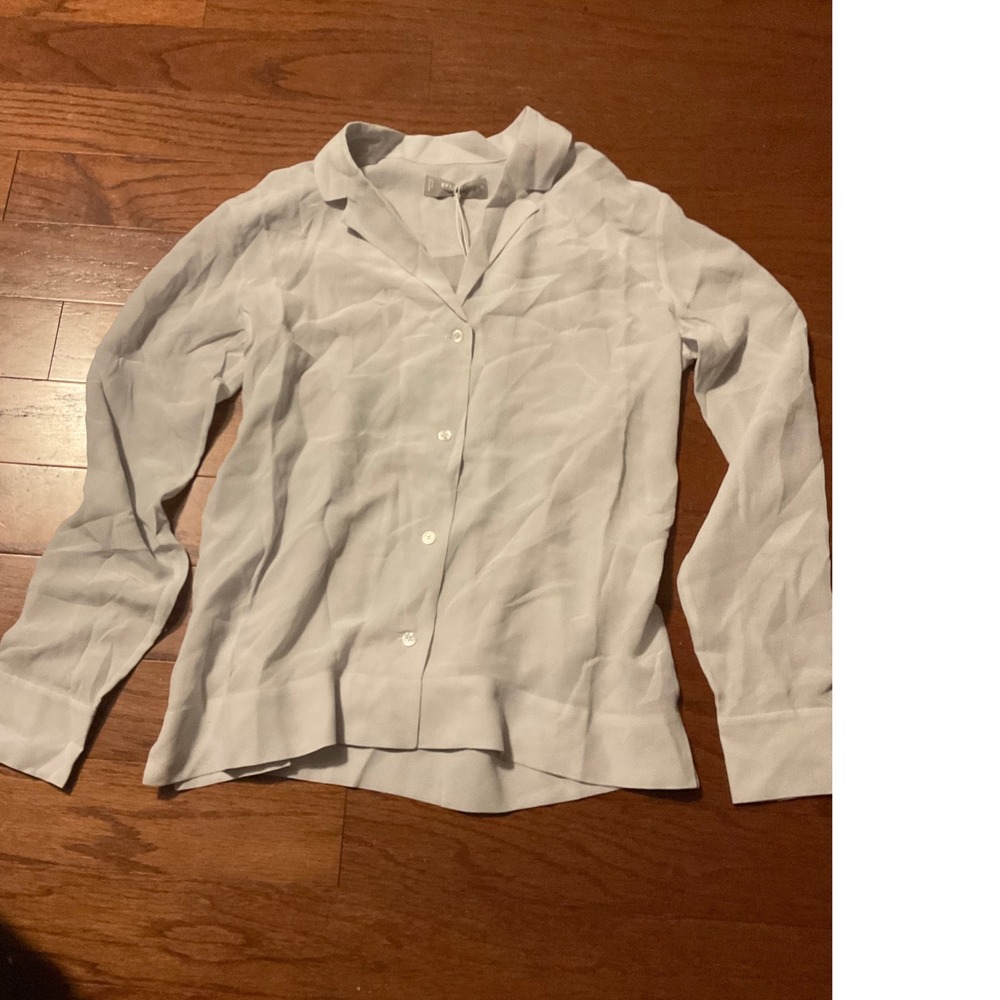 EVERLANE The SilkN Button Up Shirt Light‎ Gray Long Sleeve Size 00